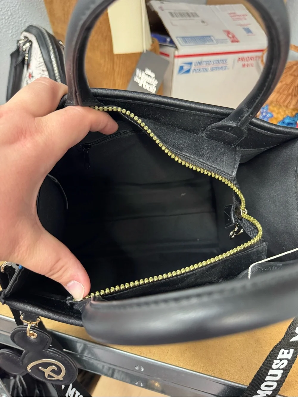 Primark Black Fantasia Mickey Tote Bag with Blue Lettering